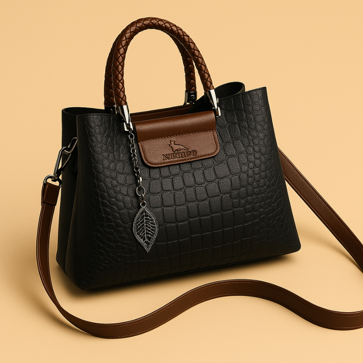 Borsa da Donna con Manico Intrecciato e Tracolla Regolabile