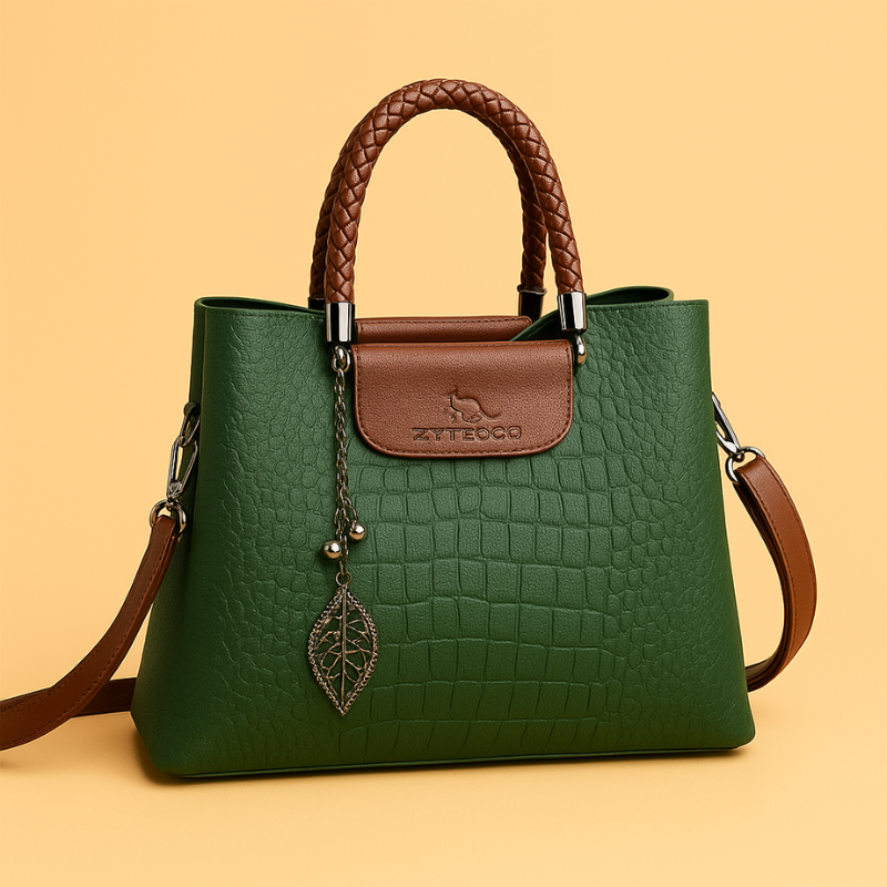 Borsa da Donna con Manico Intrecciato e Tracolla Regolabile