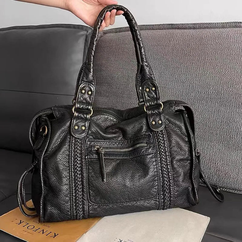 Borsa da Donna Elegante in Pelle Nera con Tracolla e Scomparti Interni 2