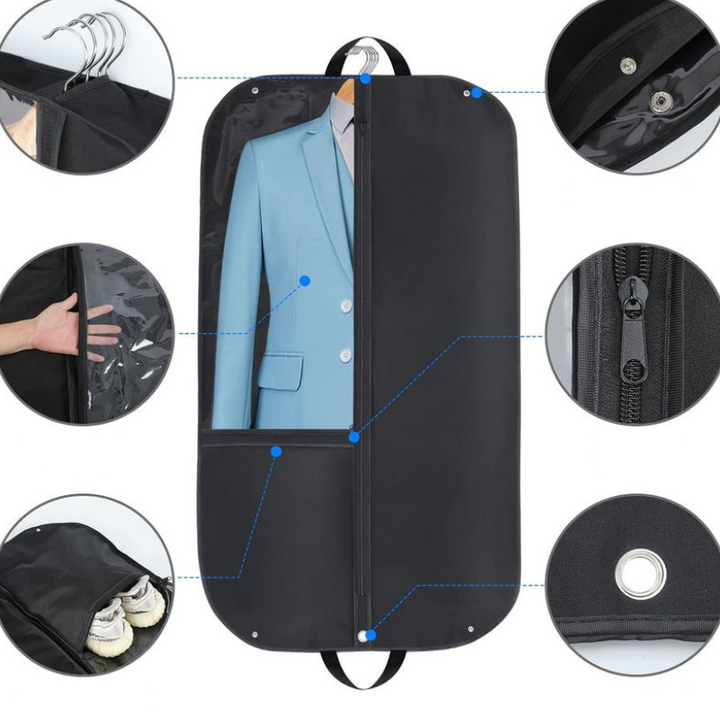 Borsa porta abiti Oxford idrorepellente con tasche e manici – 61 cm, cerniera a tutta lunghezza
