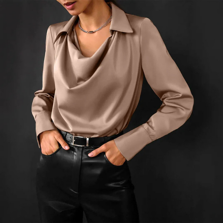 Camicia Donna Elegante con Collo a Cowl - Camicette Moda Femminile, Maniche Lunghe, Versatile per Ogni Occasione