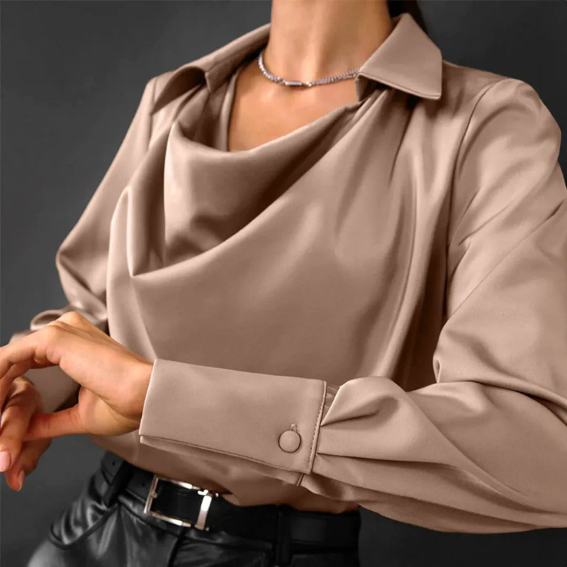 Camicia Donna Elegante con Collo a Cowl - Camicette Moda Femminile, Maniche Lunghe, Versatile per Ogni Occasione