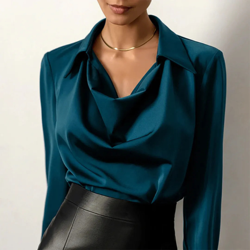 Camicia Donna Elegante con Collo a Cowl - Camicette Moda Femminile, Maniche Lunghe, Versatile per Ogni Occasione