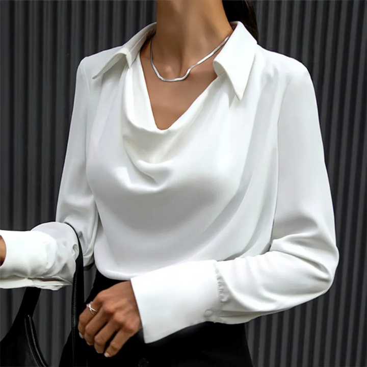 Camicia Donna Elegante con Collo a Cowl - Camicette Moda Femminile, Maniche Lunghe, Versatile per Ogni Occasione