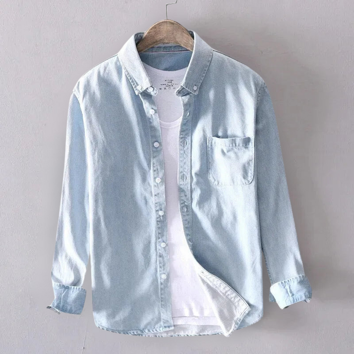 Camicia Jeans Uomo Maniche Lunghe Casual Versatile per Ogni Occasione