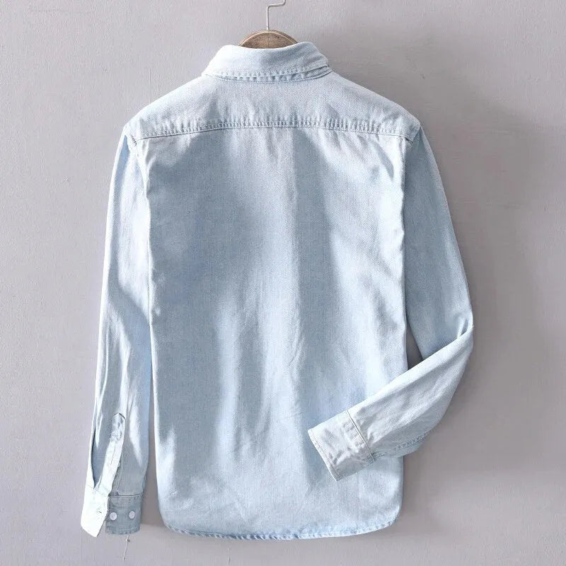 Camicia Jeans Uomo Maniche Lunghe Casual Versatile per Ogni Occasione 1