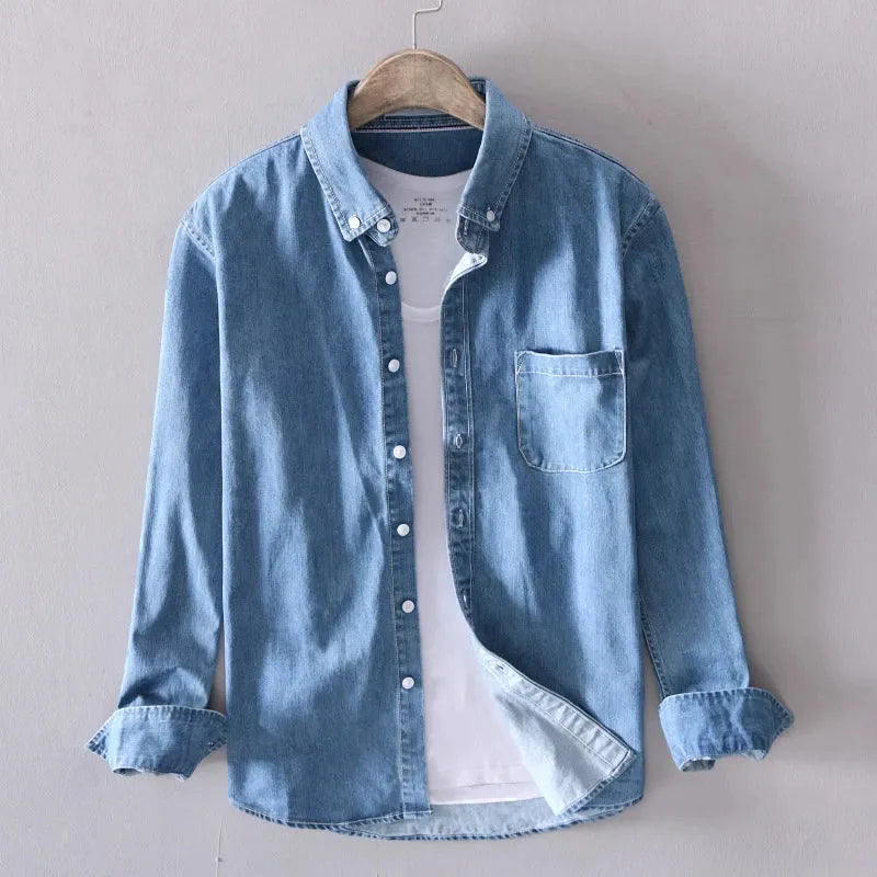 Camicia Jeans Uomo Maniche Lunghe Casual Versatile per Ogni Occasione 2