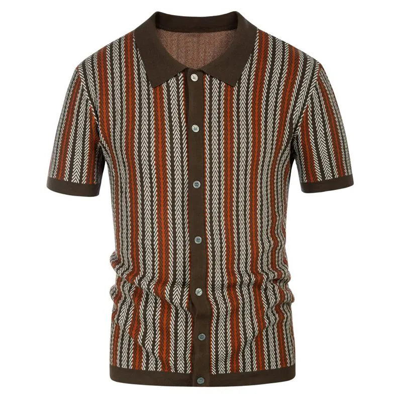 Camicia Polo Slim Fit da Uomo con Colletto Button Down Design a Spina di Pesce 2