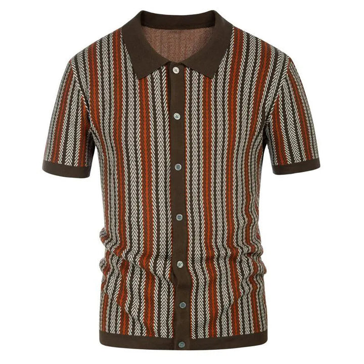Camicia Polo Slim Fit da Uomo con Colletto Button Down Design a Spina di Pesce 2