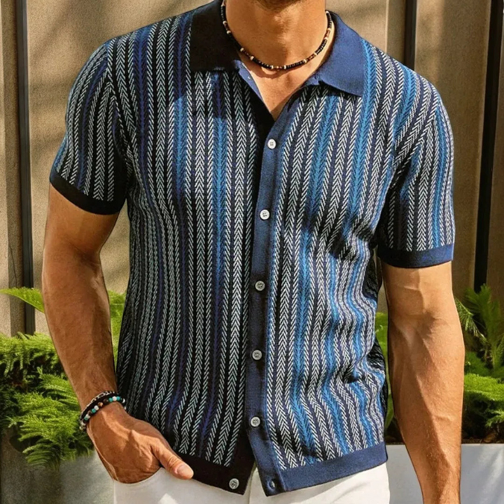 Camicia Polo Slim Fit da Uomo con Colletto Button Down Design a Spina di Pesce