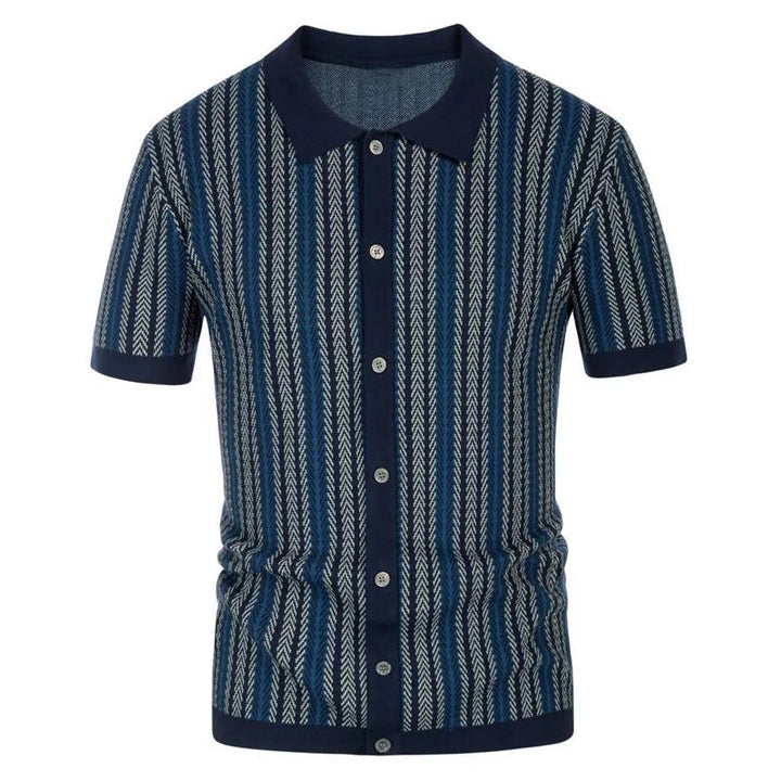 Camicia Polo Slim Fit da Uomo con Colletto Button Down Design a Spina di Pesce 5