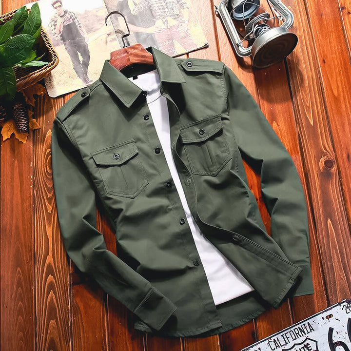 Camicia Uomo Giacca Cargo con Tasche per Uso Quotidiano e Tempo Libero 0