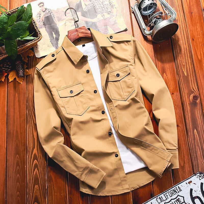 Camicia Uomo Giacca Cargo con Tasche per Uso Quotidiano e Tempo Libero 2
