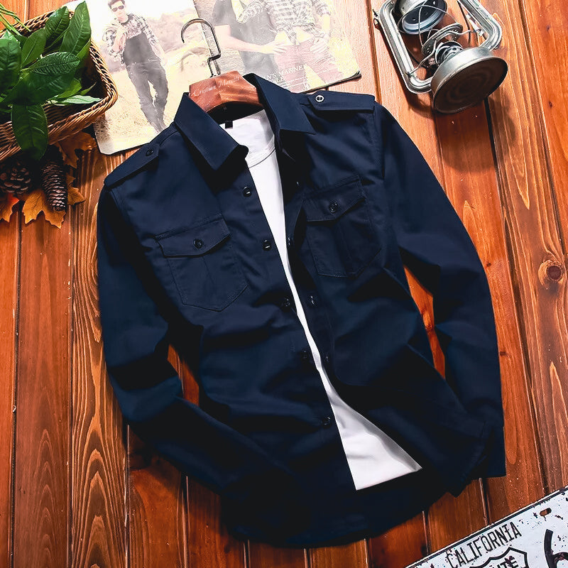 Camicia Uomo Giacca Cargo con Tasche per Uso Quotidiano e Tempo Libero 3