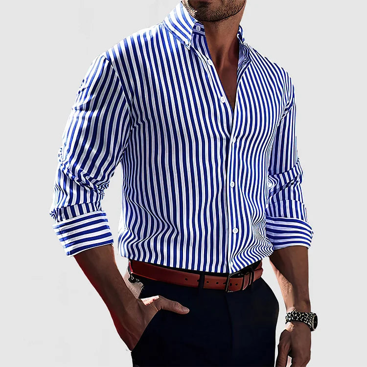Camicia Uomo a Righe in Cotone Multicolore, Vestibilità Confortevole per Occasioni Casual e Formali 0