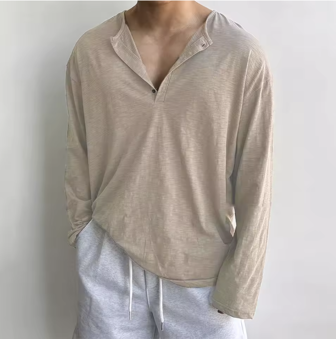 Camicia Uomo in Cotone con Collo Aperto e Taglio Rilassato per Comfort e Stile 0