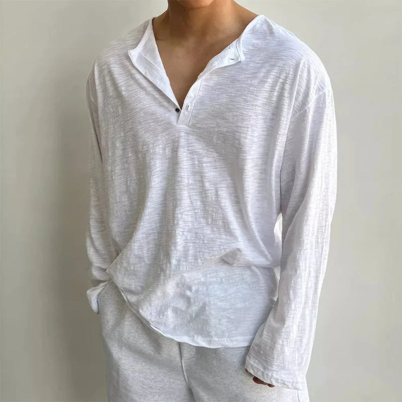 Camicia Uomo in Cotone con Collo Aperto e Taglio Rilassato per Comfort e Stile 3