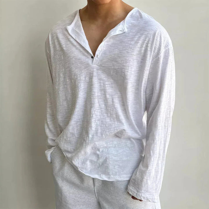Camicia Uomo in Cotone con Collo Aperto e Taglio Rilassato per Comfort e Stile 3