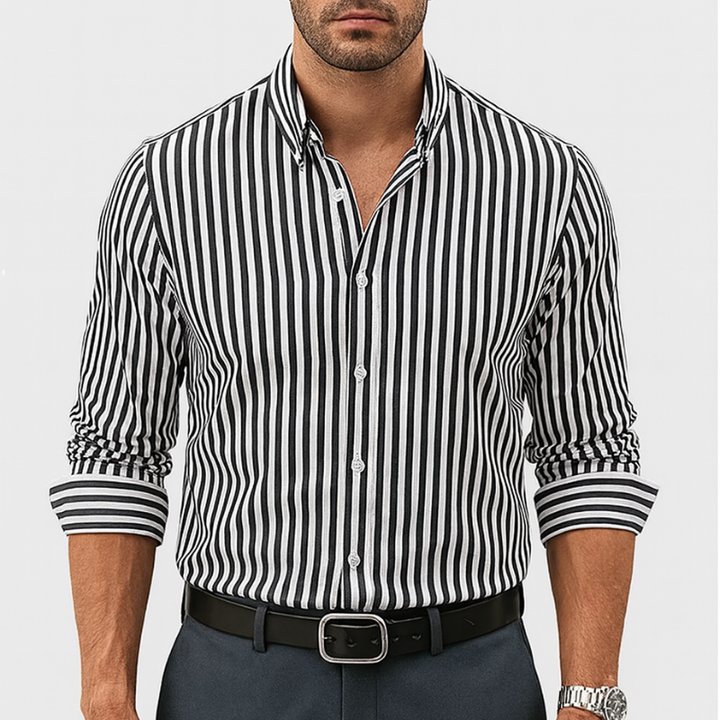 Camicia da Uomo a Righe in Cotone Multicolore, Vestibilità Elegante per Occasioni Casual e Formali