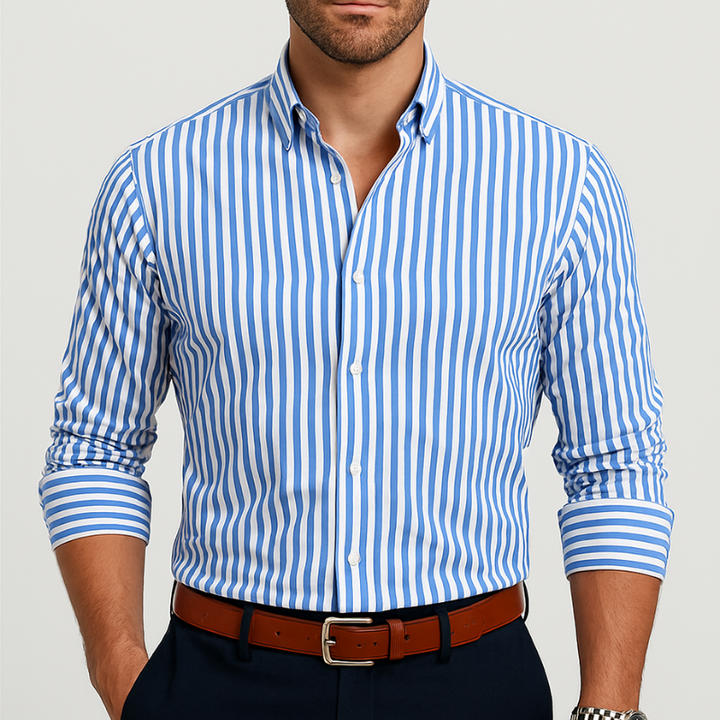 Camicia da Uomo a Righe in Cotone Multicolore, Vestibilità Elegante per Occasioni Casual e Formali