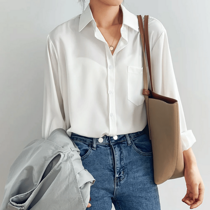 Camicia da Donna in Satin Elegante per Occasioni Formali e Casual - Blusa Versatile