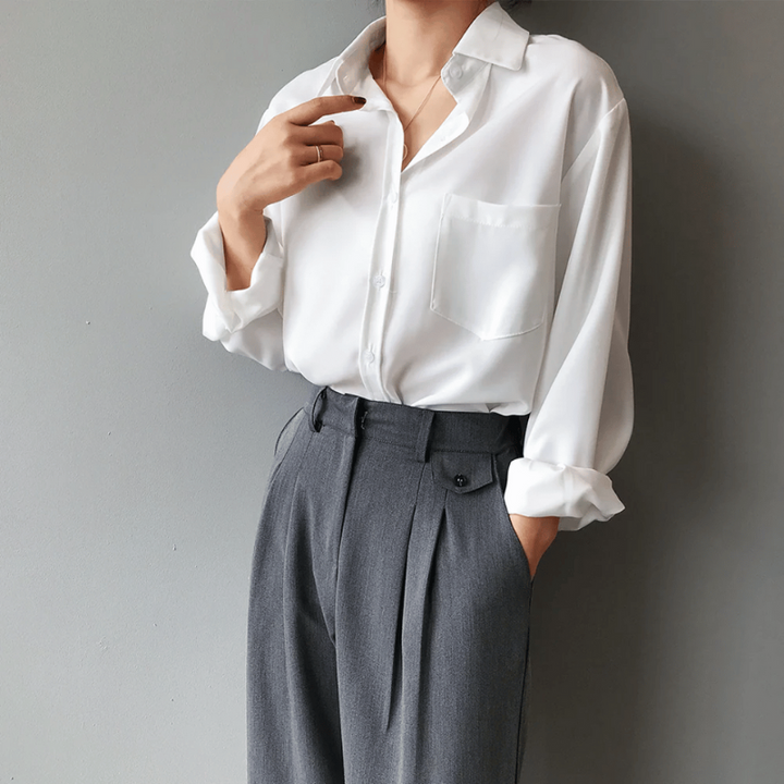 Camicia da Donna in Satin Elegante per Occasioni Formali e Casual - Blusa Versatile