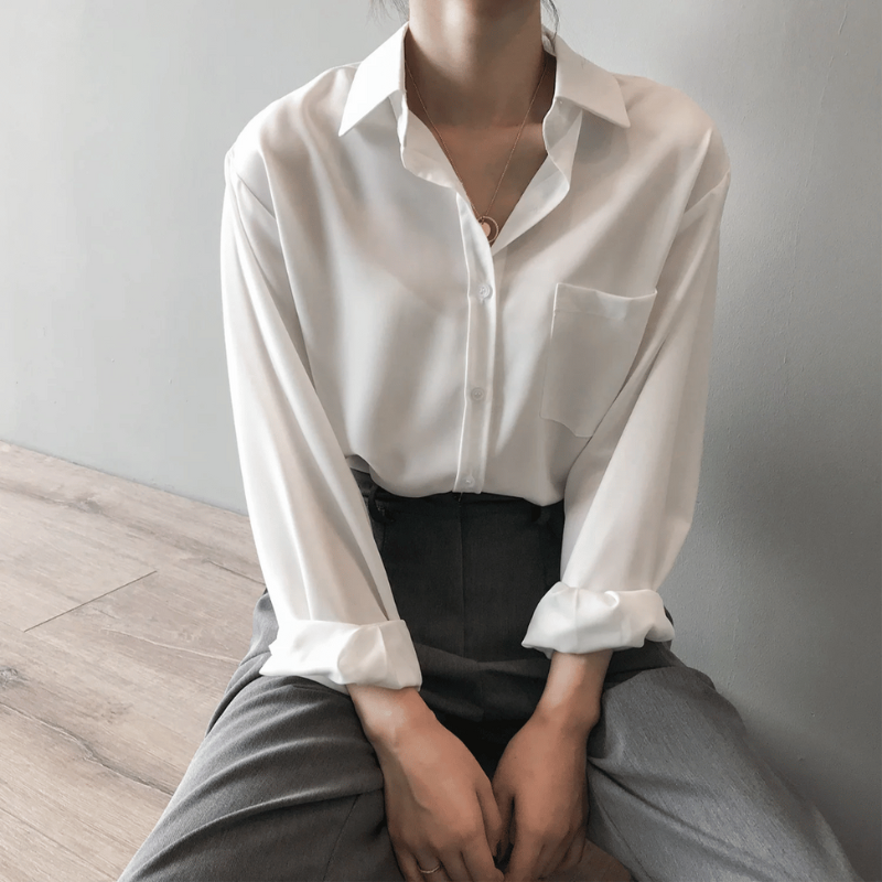 Camicia da Donna in Satin Elegante per Occasioni Formali e Casual - Blusa Versatile