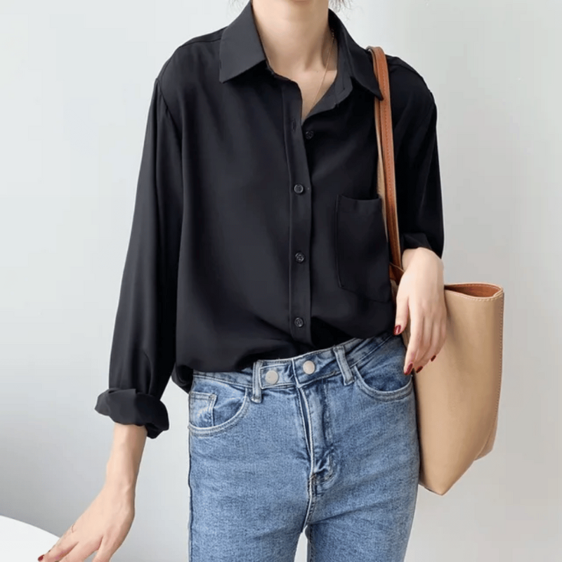 Camicia da Donna in Satin Elegante per Occasioni Formali e Casual - Blusa Versatile