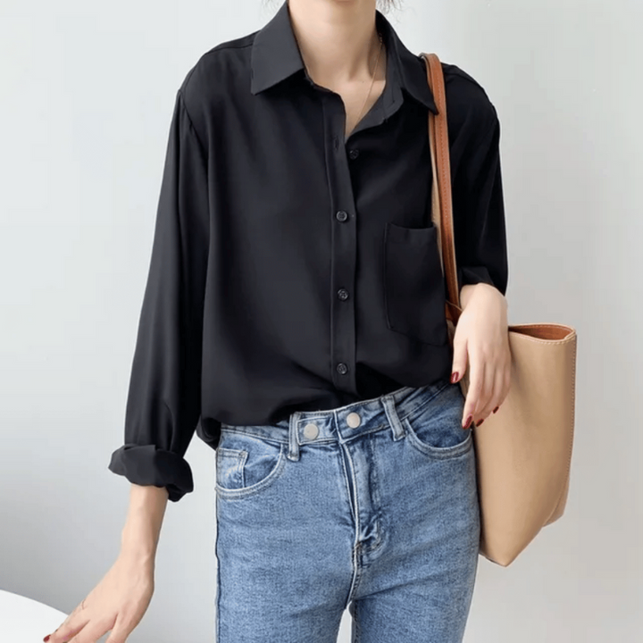Camicia da Donna in Satin Elegante per Occasioni Formali e Casual - Blusa Versatile