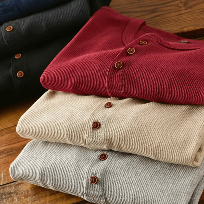 Camicia da Uomo Henley in Cotone Heritage Casual e Versatile