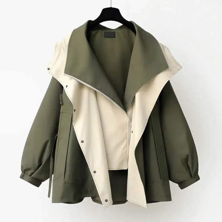 Cappotto Donna Trench Oversize Impermeabile con Collo Doppio Avvolgente