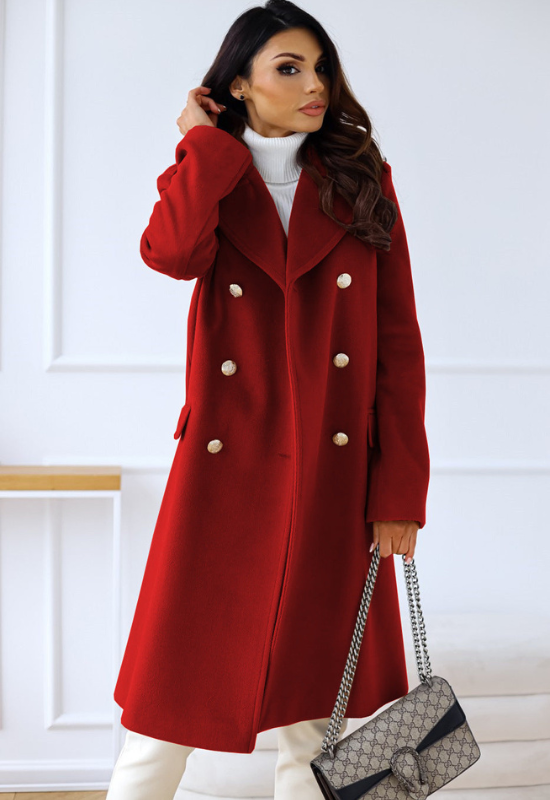 Cappotto Lungo Nero Donna Doppio Petto Elegante per Stile