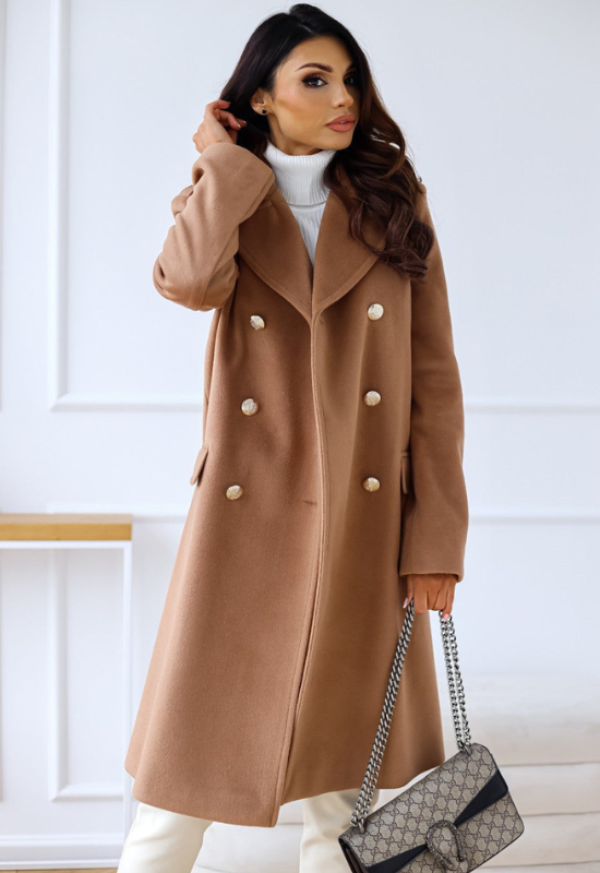 Cappotto Lungo Nero Donna Doppio Petto Elegante per Stile