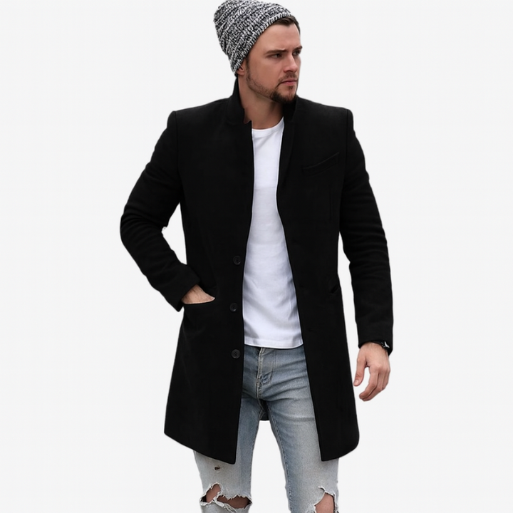 Herren Slim Fit Mantel mit Stehkragen für eleganten Winter