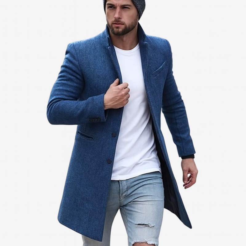 Herren Slim Fit Mantel mit Stehkragen für eleganten Winter