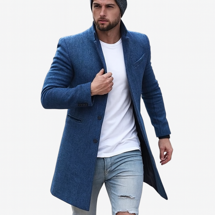 Herren Slim Fit Mantel mit Stehkragen für eleganten Winter