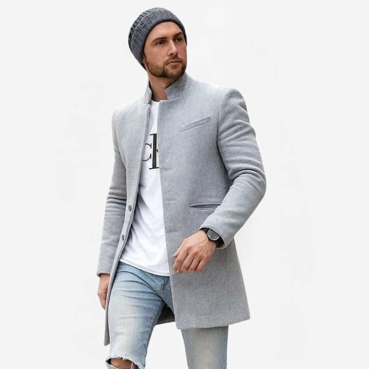 Herren Slim Fit Mantel mit Stehkragen für eleganten Winter