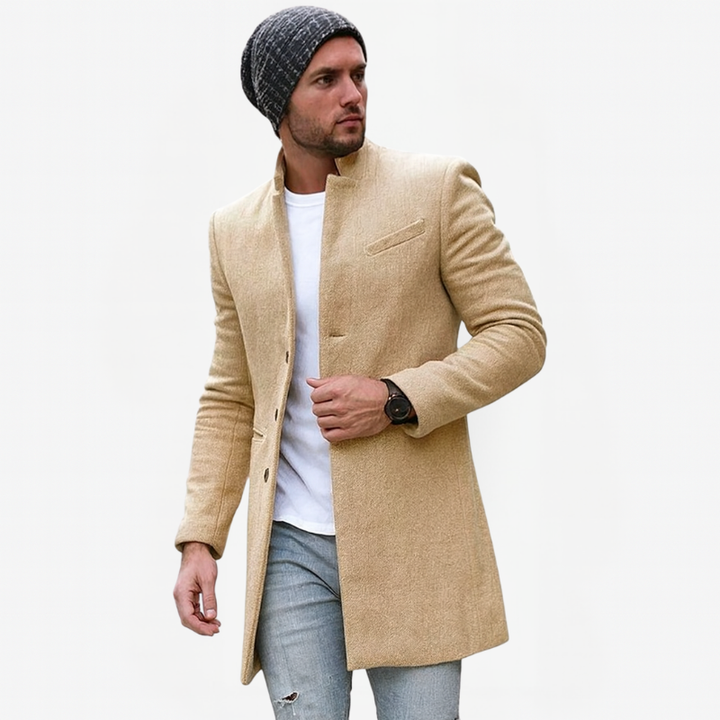 Herren Slim Fit Mantel mit Stehkragen für eleganten Winter