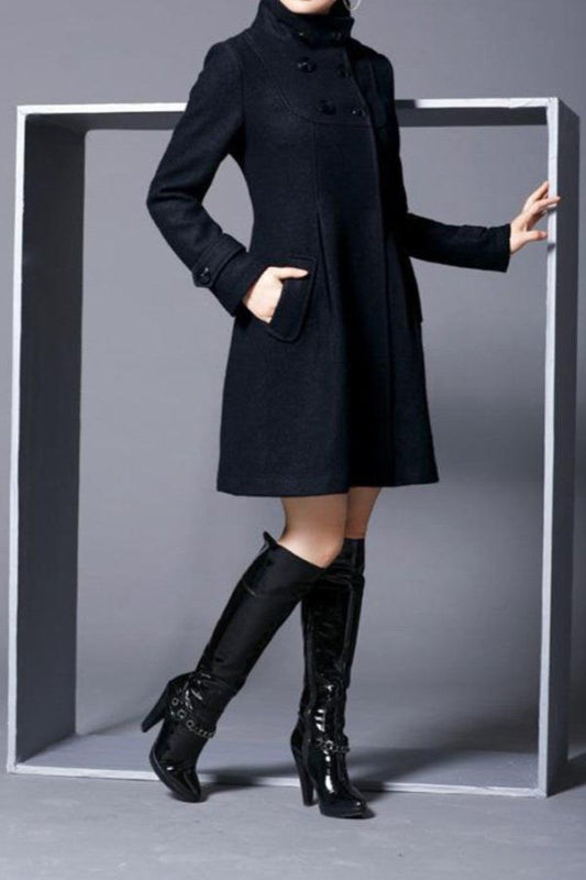 Cappotto Elegante Nero Donna con Tasche Laterali – Stile e Comfort per Ogni Occasione, Taglie S-XL 6