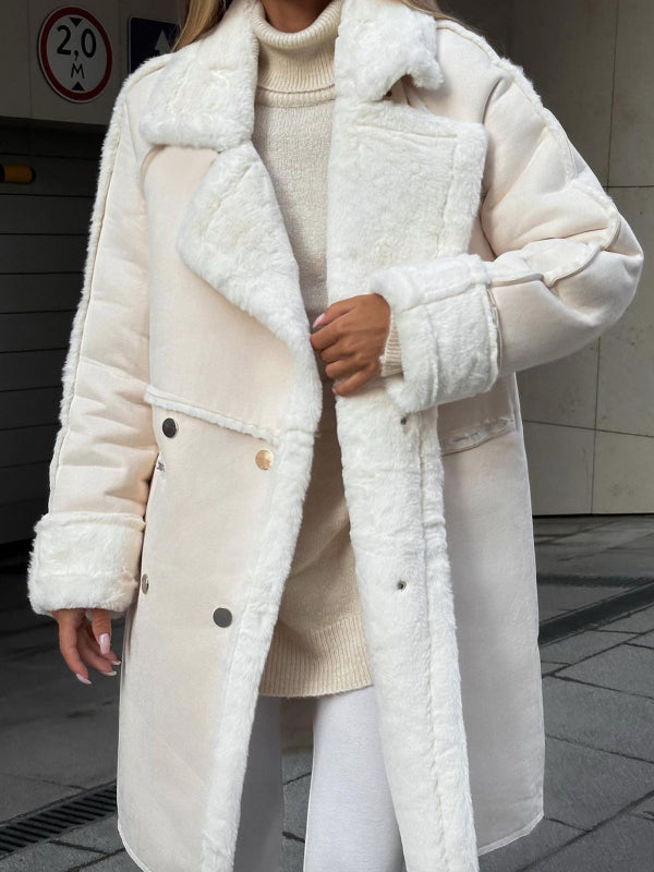 Cappotto Invernale Donna Taglie Forti con Colletto Teddy in Peluche – Caldo e Elegante, Chiusura a Bottoni 3