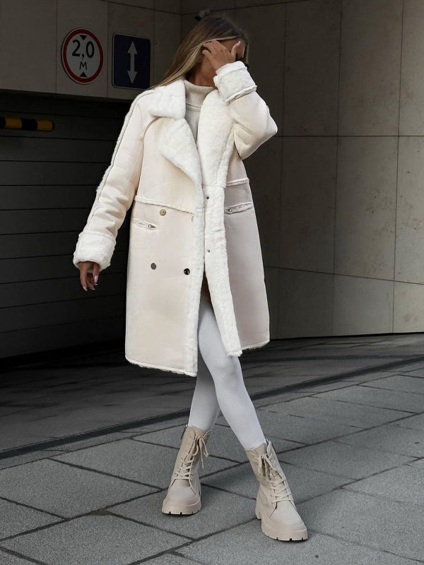 Cappotto Invernale Donna Taglie Forti con Colletto Teddy in Peluche – Caldo e Elegante, Chiusura a Bottoni 4