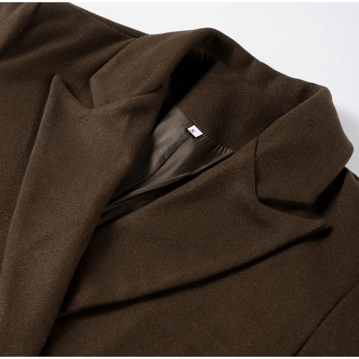 Cappotto Lngo Oversize da Donna con Scollo a V e Chiusura con Bottoni 7