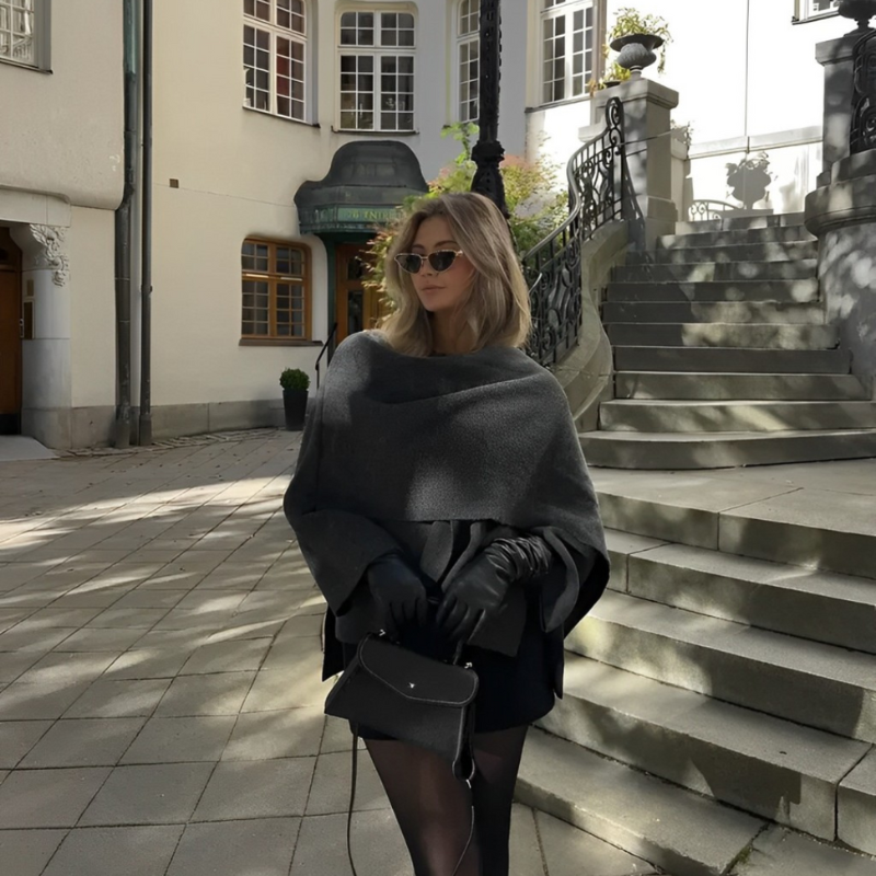 Cappotto Lungo Oversize da Donna - Lana con Tasche