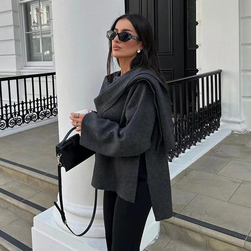 Cappotto Lungo Donna Oversize Nero in Lana con Tasche e Design Elegante 6