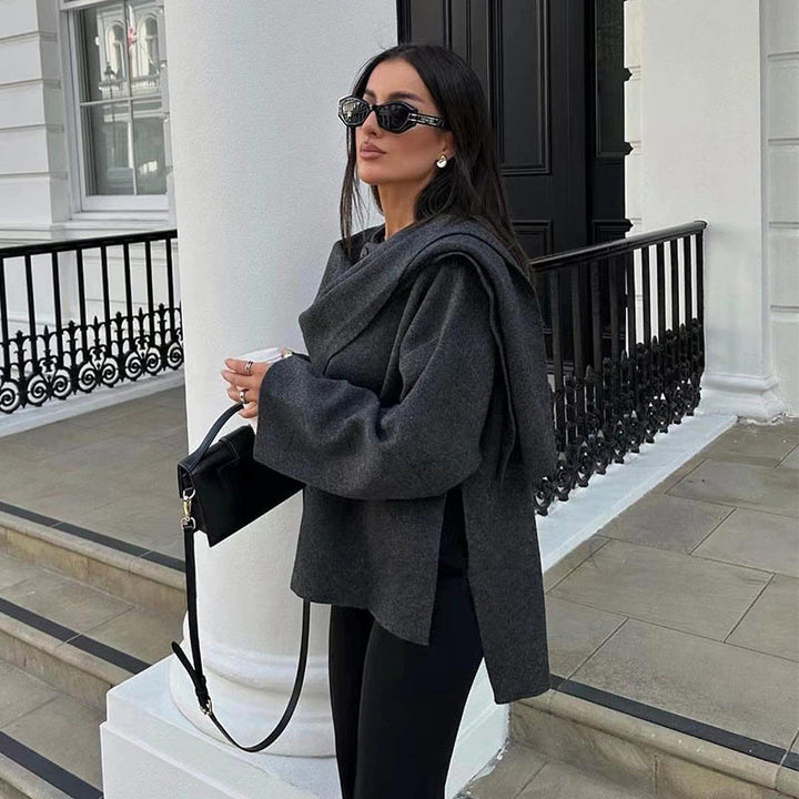 Cappotto Lungo Donna Oversize Nero in Lana con Tasche e Design Elegante 6