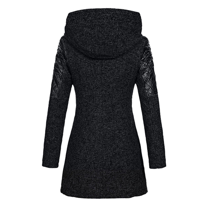 Cappotto Lungo Nero Donna Moderno Elegante Invernale con Tasche e Chiusura a Bottoni 5