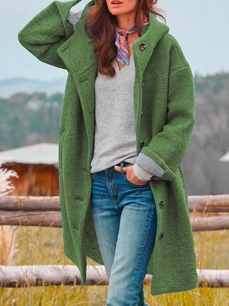Cappotto Lungo Nero Donna con Bottoni Eleganti - Cappotti Donna per Autunno Inverno 0