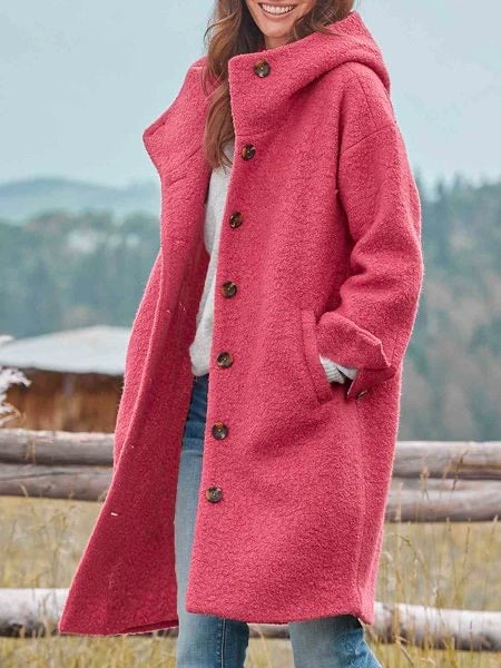 Cappotto Lungo Nero Donna con Bottoni Eleganti - Cappotti Donna per Autunno Inverno 1