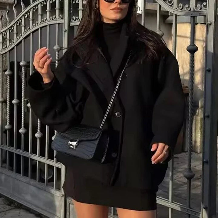 Cappotto Lungo Oversize Donna Nero con Maniche Lunghe e Chiusura Frontale – Elegante e Caldo per L'Inverno 4
