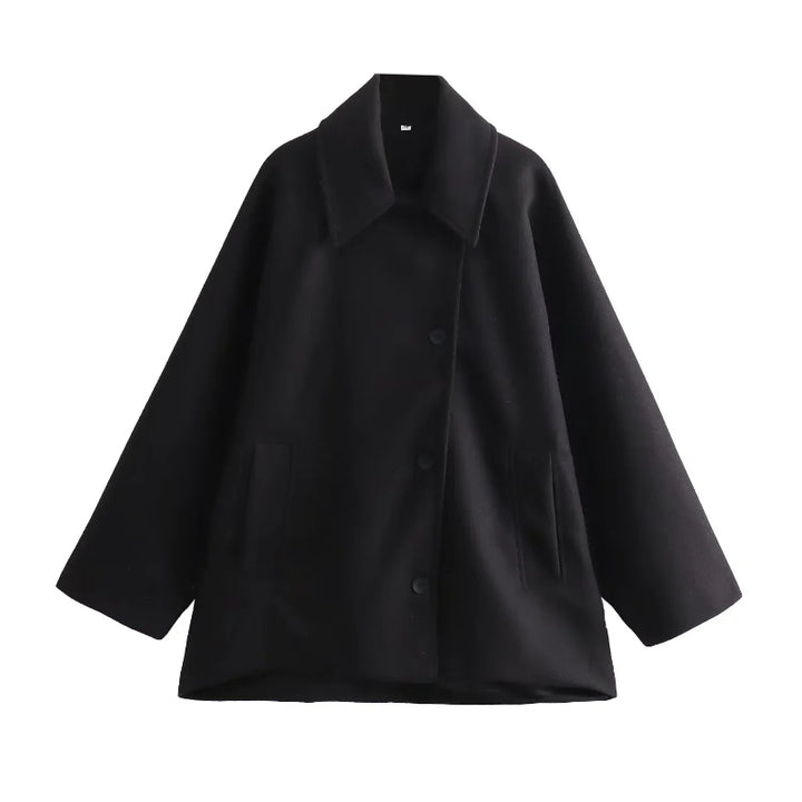 Cappotto Lungo Oversize Donna Nero con Maniche Lunghe e Chiusura Frontale – Elegante e Caldo per L'Inverno 7